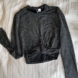 Divided black glitter long-sleeve